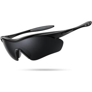 Lamicall 22g Polarized Sports Sunglasses - UV400 Protection Men Women Sun Glasses for Driving Running Cycling Baseball Golf (Black Frame-gray Lens)