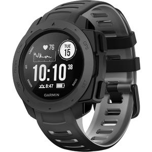NotoCity for Garmin Instinct Band Silicone Replacement Watch Band Compatible with Garmin Instinct 2/ Solar/Tactical(black-gray)