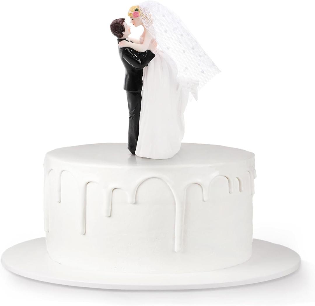 Eorbow 5.5" Bride Groom Wedding Cake Topper, Resin Couple Statue Decorative Figurine, Vintage Cake Toppers for Anniversaries, Engagement Parties, Bridal Showers, Wedding Cake Decoration