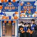 Graduation Decorations Class of 2026, Blue and Orange Graduation Decorations with Congrats Grad Backdrop, Class of 2026 Banner,Porch Sign, Balloons, Foil Number 2026 for graduation Party Supplies