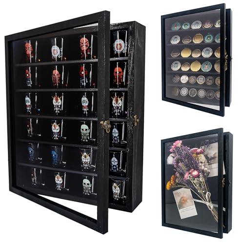 FramePro Shadow Box Frame Display Case 12x16 with Removable Shelves, Deep Memory Box Trinket Knick Knack Shelf Cabinet for Collector, Keepsake Coins Military Medals Wedding Flowers Black