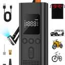 AIRSURE Tire Inflator Portable Air Compressor, 150 PSI Fast Inflation Cordless Air Pump with LED Light, Auto Shut-Off, Rechargeable Battery for Car, Motorcycle, Bike, and Sports Balls