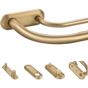 Double Curtain Rod for Windows 48 to 84 Inch,Adjustable Warm Gold Wrap Around Curtain Rod with Aluminum Double-deck Finials and Brackets,1"Front and 5/8" Back Blackout Curtain Rod