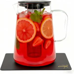 Glass Pitcher with Lid,3 Liter 101oz Glass Water Pitcher,Cold/Hot water jug, Iced Tea Pitcher, Large Jug for Coffee, Juice and Homemade Beverage