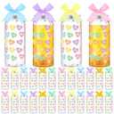 Qinyoung 24 Pack Reusable Valentine's Day Cups with Lids and Straw Bows Candy Conversation Heart Plastic Cups 13.5oz Valentine's Party Clear Drinking Cup Tumblers for Galentines Party Supplies Gifts
