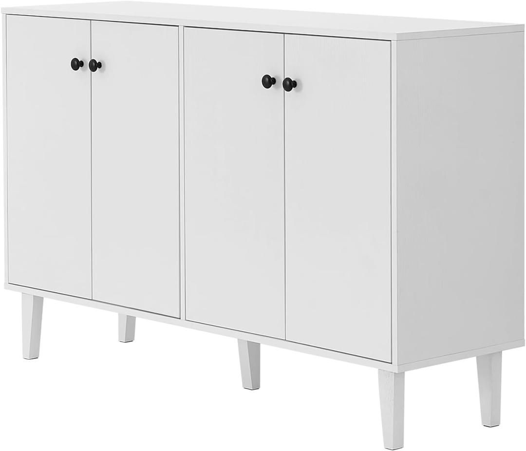 Panana Sideboard Buffet Cabinet Kitchen Storage Cabinet Living Room 4 Doors Console Table (White)