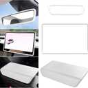 SXunakou 2024-2025 Tesla 3/2025 Tesla Y-Shaped Center Console Cover, Central Screen Silicone Protective Cover, and Interior Rearview Mirror Protective Cover Internal Accessories (white 3/Y-3 pcs)