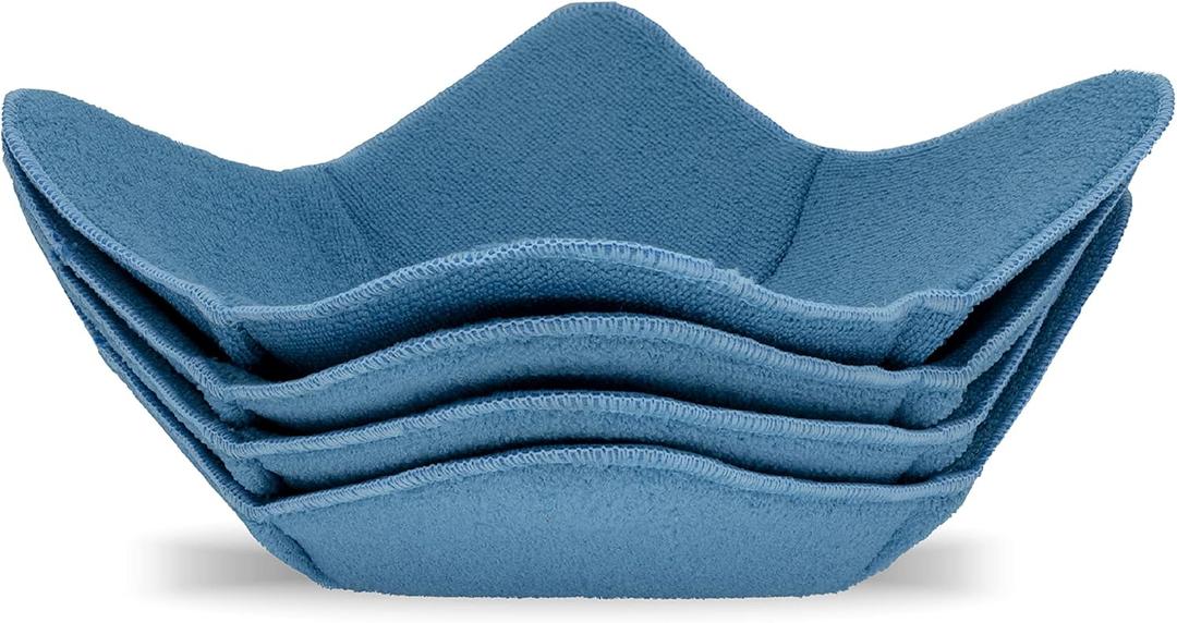 Sheff Microwave Bowl Cozy Holders Set of 4 - Durable and Reliable for Hot and Cold Plates and Dishes - Ideal Household Gift (Blue, 11 inch)