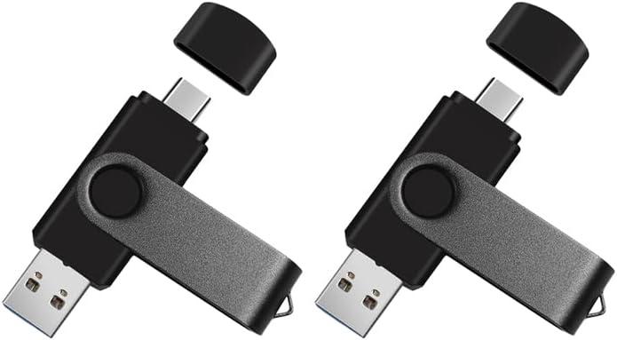 2-Pack 16GB Dual USB Flash Drive 2.0 - USB C & USB A 2-in-1 Thumb Drive for PC, Type C Phones,External Memory Stick for Photos/Videos