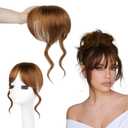 Flufymooz 100% Human Hair Clip In Bangs,360Real Human Hair Toppers for Women Natural Fringe Extensions with Invisible Clips-Copper Red