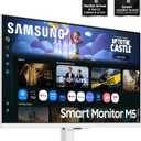 Samsung 27-Inch M5 (M50F) Series FHD Smart Monitor with Streaming TV, Speakers, HDR10, Gaming Hub, Multiple Ports, Workout Tracker, Vision Accessibility Tools, White, LS27FM503ENXZA