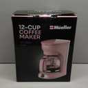 MUELLER HOME 12-Cup Pink Coffee Maker - Borosilicate Carafe, Auto-Off, Pink Kitchen Accessories, Reusable Filter, Anti-Drip, Kitchen Appliances, Keep-Warm Function