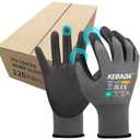 Kebada Safety Work Gloves,120 Pairs Bulk Pack, Touchscreen, PU Coated, Ideal for Warehouse, Construction, Gardening and Mechanics, Grey Medium
