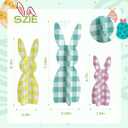 Easter Bunny Table Decorations, 3-Piece Wooden Bunny Decor Set, Cute Easter Centerpiece for Table Shelf Living Room Kitchen, 5-8 Inch MDF Bunny Decorations for Spring Home Dcor