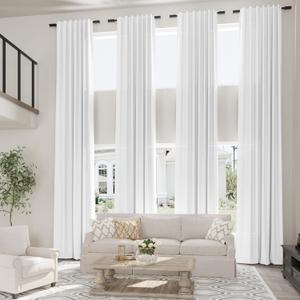 Extra Long Back Tab White Curtains 204 Inch Length for Tall Windows High Ceiling Pinch Pleat Rod Pocket Custom Linen Curtain Drape for 2 Story Window High Living Room 204 Inches Long 1 Panel 17 FT (52"W x 204"L (Pack of 1))