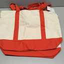 TOPDesign 1-Pack Super Strong Large 12oz Cotton Canvas Tote Bag, Reusable Grocery Shopping Cloth Bag, Fashionable Two-Tone Tote for Crafts, DIY Your Creative Designs (Red/White)