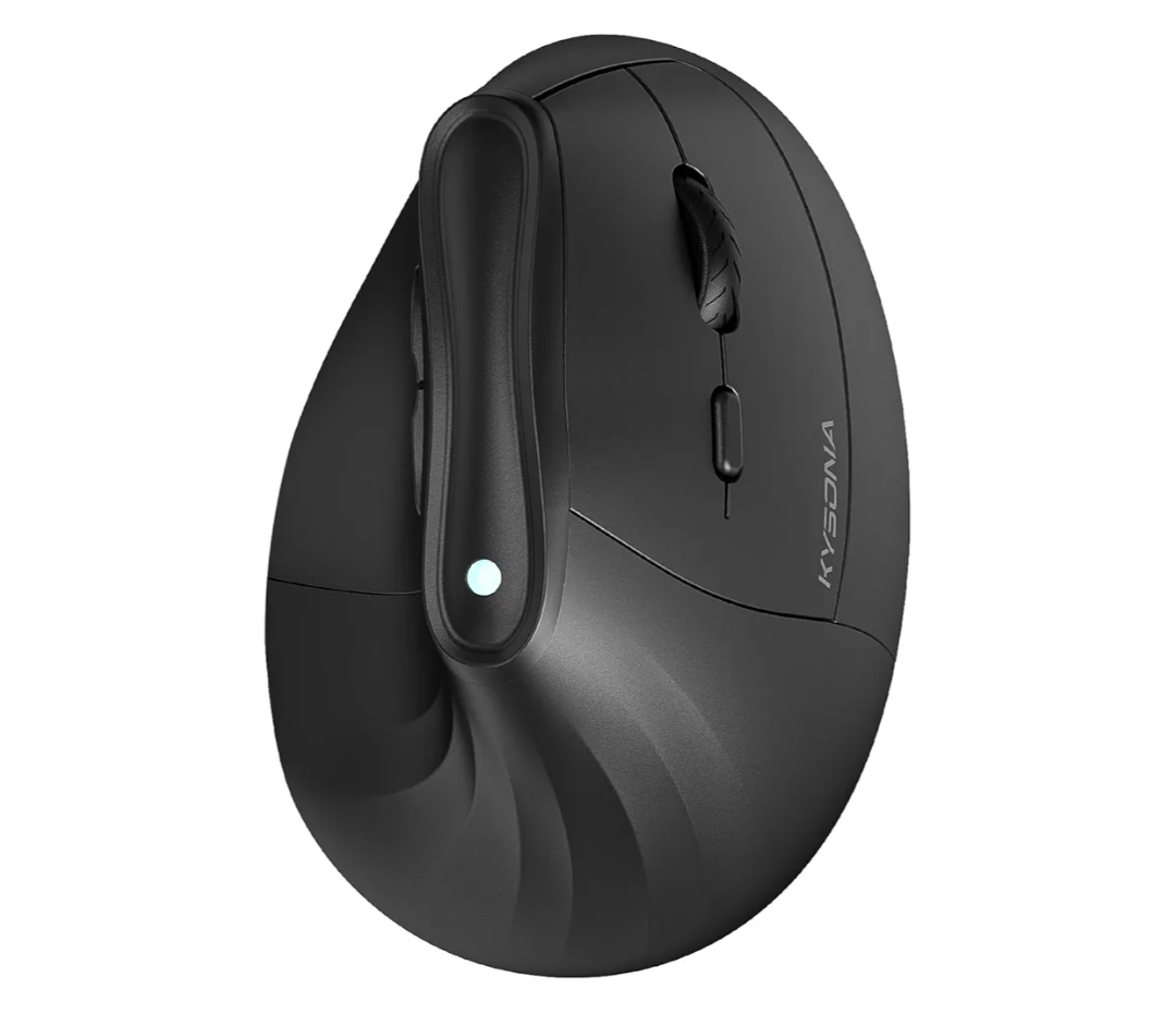 KYSONA 57° Ergonomic Wireless Tower Mouse, Vertical Quiet Ergo Mouse, Bluetooth(BT5.0,BT3.0)&2.4G, (800/1200/2400/2400/4000), 5 Buttons for Windows, macOS, iPadOS, Laptop, PC, Black