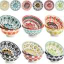 Cedilis 12 Pack Small Ceramic Bowls, Colorful Porcelain Ice Cream Bowl, 10 Fl-oz Assorted Dessert Bowls, Decorative Bowl Set for Snack, Yogurt, Appetizer, Condiments, Dip, Soup, Rice