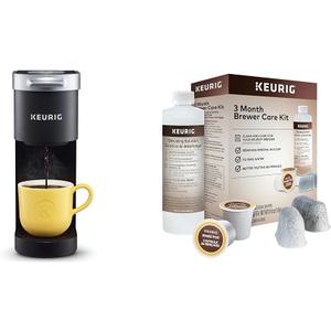 Keurig K-Mini Single Serve Coffee Maker, Black & 3-Month Brewer Maintenance Kit Includes Descaling Solution