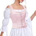 Zando Women Renaissance Corset Vest Pirate Costumes Viking Medieval Corset Top (Pink, L)