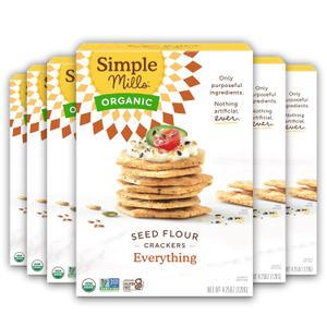 Simple Mills Organic Seed Crackers, Everything - Gluten Free, Vegan, Healthy Snacks, Paleo Friendly, 4.25 Ounce (Pack of 6) BB 01/21/2026