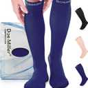 Doc Miller Compression Socks for Women and Men - 15-20mmHg - Graduated Compression Socks for Improved Circulation, Varicose Veins and Shin Splints (Large, Dark Blue)