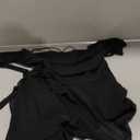 SOLY HUX Women's Halter Mini Dress Deep V Neck Draped Ruffle Hem Backless Sleeveless Party Dresses (M, Plain Black)