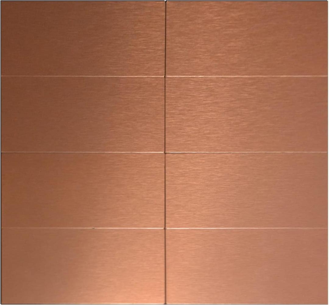 Aluminum Peel and Stick Backsplash Tile Panels - 3"x6" Brushed Copper Kitchen Wall Decor, 40-Pack (Copper Color)