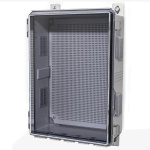 ABS Electrical Junction Box, Ventilated Design, Cable Grommets, IP65 Waterproof Enclosure, Indoor/Outdoor Use with Mounting Panel.. (Clear Cover, 17.7"x13.7"x7.9")