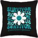 Groovy Flower Survivor Cervical Cancer Awareness Throw Pillow, 16x16