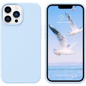 GUAGUA Compatible with iPhone 13 Pro Max Case Liquid Silicone Soft Gel Rubber Slim Microfiber Lining Cushion Texture Cover Shockproof Protective Phone Case for iPhone 13 Pro Max 6.7 Inch, Light Blue