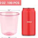 100 Pcs Pink Plastic Cups, 12oz Disposable Stemless Wine Glasses Pink Cocktail Party Cups for Mother's Day, Meeting, Wedding, Birthday Party