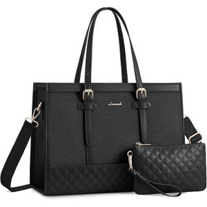 LOVEVOOK Laptop Bag for Women 17.3 inch Canvas Laptop Tote Bag, Large Capacity Work Bag with Clutch Purse, Computer Bag Office Business Briefcase, Casual Handbag for Travel College Teacher School