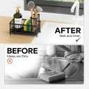 BSHG King Black Sponge Holder for Kitchen Sink, Sink Caddy Organizer with High Brush Holder, Kitchen Countertop Organizers and Storage Essentials,rustproof Stainless Steel(1Sink Caddy + 2 Sponges)