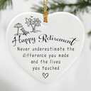 Happy Retirement Gifts | Retirement Gifts for Women, Men, Coworker, Boss, Employee, Teacher, Nurse | Thank You Gift, Appreciation Gift for Women Men | Ceramic Heart Christmas Ornament