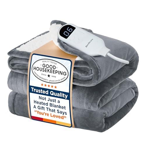 Bedsure Electric Blanket Full Size - Soft Flannel Heated Blanket Full, GentleSoft Fast Heating with 10 Time Settings & 6 Heat Settings, Warm Gift for Grandma (72x84 inches, Grey)