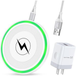 Wireless Charger Fast Charging Pad 15W with 18W Quick Charger Block Cargador Inalambrico Compatible with Samsung Galaxy S25 Edge Ultra S25+ S25 Plus Z Fold 6 Flip 6 5 S24 S24+ S24 S23 FE S22 S21 S20 (White)