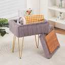 Wimarsbon Faux Mink Fur Storage Ottoman, Modern Soft Footstool, Storage Bench with Metal Legs, Vanity Seat, Fur Stool, Ottoman Coffee Table, Makeup Chair, Vanity Stools for Bedroom (Grey)