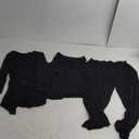 Women's Fuzzy 3 Piece Sweatsuit Open Front Cardigan Crop Tank Tops Wide Legs Pants Lounge Sets,  Small