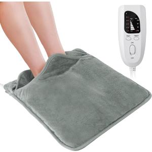Electric Foot Warmer for Feet,Double Side Feet Warmer Under Desk,Heated Foot Warmer for Bed,Heating Pad for Foot with 6 Temperature Setting,Auto Shut Off,16 16 Inches (Grey)