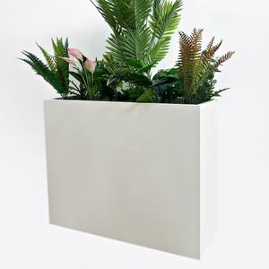 38" L x 13" W x 30" H Metal Tall Rectangular Planter - Large Planter Box for Outdoor Patio/Porch Modern Design for Plants, Flowers, Garden,Spliced Flower Pot (White)