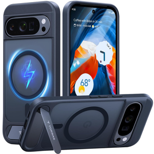 TORRAS Magnetic & Stand for Google Pixel 9 Pro Case/Pixel 9 Case, Fit for MagSafe, 12FT MilGrade Drop Protection, Slim Fit for Google Pixel 9/9 Pro Phone Case with Builtin Kickstand, Black