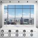 2 x Office Backdrop Video Conference Modern Business Offices Work Place Photography Background Virtual Office Scene for Live Video Zoom Calls Businessman Studio Background Props Decor 7x5ft (Grey_Blue)