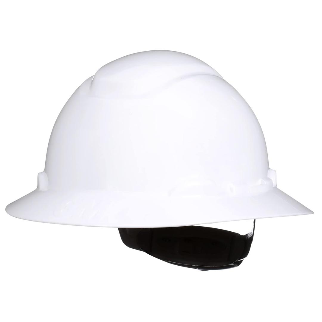 SecureFit Hard Hat SecureFit H-801SFR-UV, White, Non-Vented Full Brim Style Safety Helmet with Uvicator Sensor, 4-Point Pressure Diffusion Ratchet Suspension, ANSI Z87.1