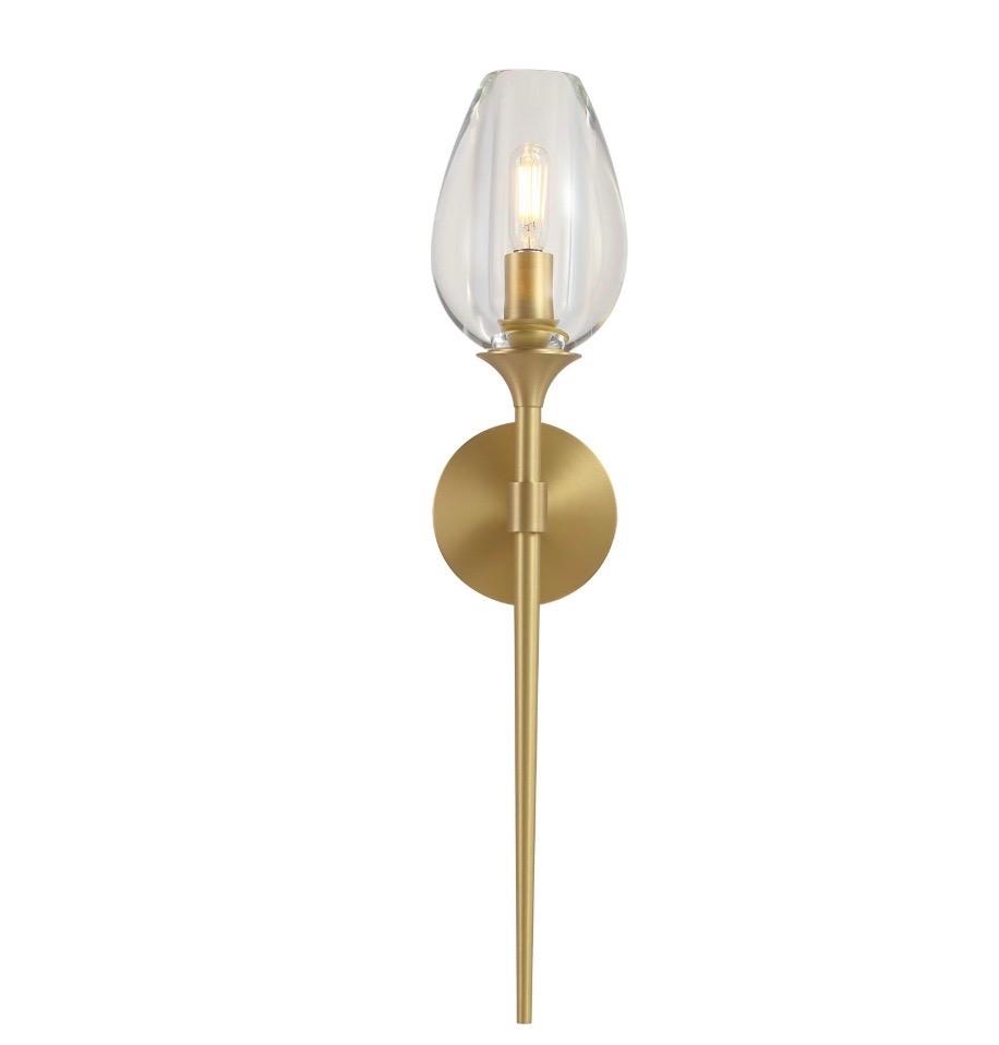 Brass Wall Sconces Lights Indoors Gold Bathroom Wall Sconces, black and gold wall sconces Wall Lights for Mirror Perfect for Living Room Bedroom Dresser Aisle Glass Crystal Sconce,(Brass Color)