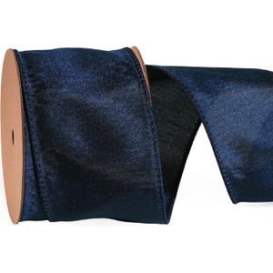 LaRibbons Navy Ribbon Wired 2.5 Inch x 10 Yards Dark Blue Dupioni Ribbon for Christmas Gift Wrapping Flower Bouquet Wreath Bow Party Home Decoration
