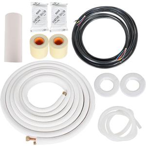 25 FT Air Conditioning Copper Hose Hose Extension, 1/4 and 1/2 Inch Thickened Insulation Cotton with Nuts and Other Accessories Fit for Mini Split Air Conditioner