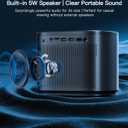 Miroir Mini Projector, Home HD Projector with Built-in Speaker, Auto Focus, Keystone Correction, Portable for Outdoor Movies, Compatible with Smartphone, TV Stick, Laptop, HDMI, USB