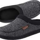 ULTRAIDEAS Men's Nealon Moccasin Clog Slipper, Slip on Indoor/Outdoor House Shoes (7-8, Black/Grey)
