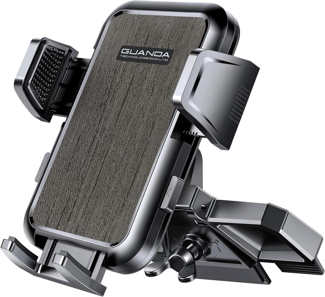GUANDA TECHNOLOGIES CO., LTD. CD Phone Mount, Upgraded Car Phone Holder [Thick Cases Friendly], 360 Adjustable Universal Phone Mount for Car CD Slot Mount for iPhone & Android Cell Phones (Grey)